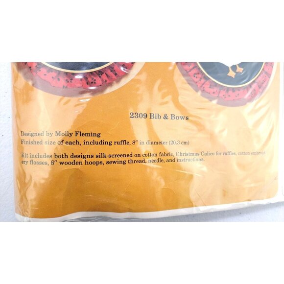 Vintage Creative Circle Goose Embroidery Kit 2309 Christmas Bib & Bows Hoops New - Picture 3 of 5